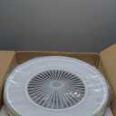 24" Bladeless Ceiling Fan with RGB Light Remote, Smart LED Ceiling Fans with Voice/App Control, Modern Low Profile Dimmable Light Ceiling Fan for Bedroom Living Room White