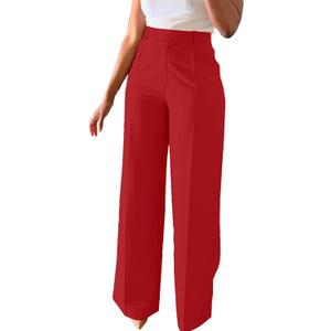 Unybwonn Women Wide Leg Dress Pants High Waisted Straight Leg Business Slacks Work Pants Casual Button Down Trousers. S Size