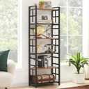 HOMBAZAAR 6 Tier Bookshelf,70 inch Tall Industrial Bookcase with Metal Frame and Open Shelves,Rustic Heavy Duty 6 Shelf Bookcase, Office Book Shelves for Living Room and Bedroom,Brown
