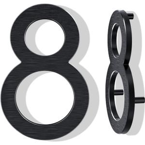 12 Inch Large House Numbers for Outside, Modern Black Metal Address Numbers with Floating Effect, Weatherproof Aluminum, Easy Screw Mount for Fence Wall Garage Gate (8)