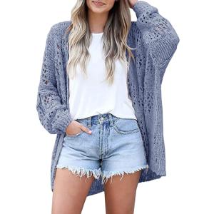 Lightweight Summer Cardigan for Women Spring Netted Crochet Cardigans Sweaters (X-Large, Blue)