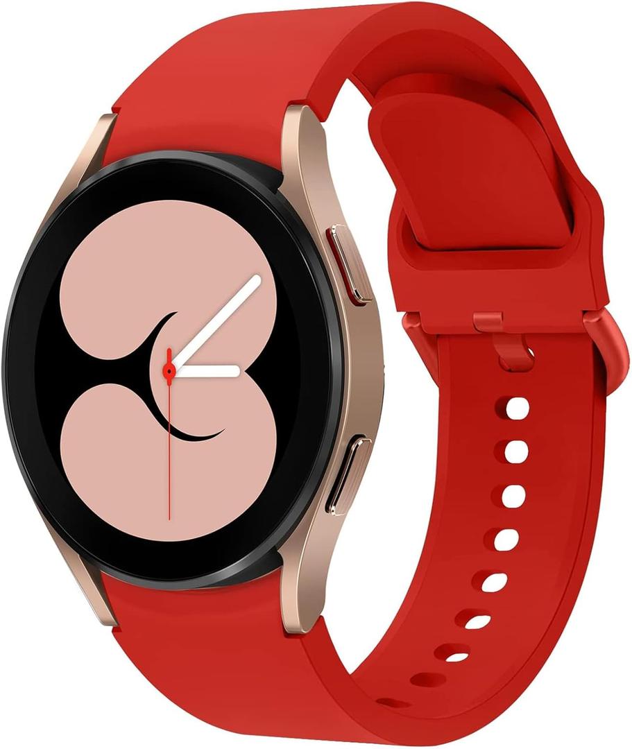 For Samsung Galaxy Watch 7 6 5 4 FE Band 40mm 44mm/Galaxy Watch 5 Pro Band 45mm/6 Classic 43mm 47mm/4 Classic 42mm 46mm,20mm No Gap Soft Silicone Bracelet Sport Strap Women Men (official Red)