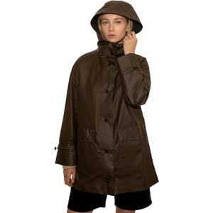 Women’s Lightweight Rain Coat, outdoor coat – Waterproof Raincoat Jacket with Hood, Classic Button-Up Trench Coat for Women (EXP 08/18/26)