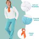 Halloween Costume Men Long Sleeve White Shirt and Pants Outfit with Scarf for Adult Cosplay Party (Blue, S)