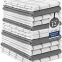 LANE LINEN Kitchen Towels & Dishcloths Set of 12-100% Cotton, Quick-Drying 18 x 28 Absorbent Dish & Tea Towels, Soft Hand Towels for Kitchen - Grey