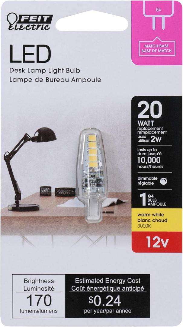 3 x Feit Electric Bp20g4/830/led G4 Led Bulb, 2 Watts, 12 Volts