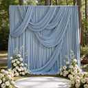 20ft x 15ft Dusty Blue Backdrop Curtains for Wedding Parties, 4 Panels Extra Long Wrinkle Free Fabric Drapes Photo Backdrop for Baby Shower Birthday Stage Reception Lobby Decoration
