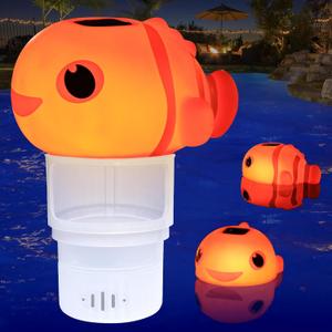 Pool Chlorine Floater, Solar Floating Pool Chlorine Dispenser with Light, Adjustable Release, Large Capacity Spa Chemical Dispenser for 3 inch Tabs, Easy Opening Chlorines Floater for Hot Tub