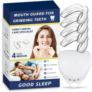 4 Pack Women Mouth Guards for Teeth Grinding, Medium Size, Comfortable Night Guard for Teenagers, Professional Mouth Guards, Effective for Clenching Teeth