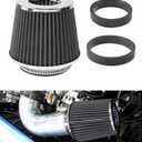 Cold Air Intake Filter,Car Accessories Intake Filter,Automotive Replacement Air Filters,76 89 102MM Performance Round Tapered Cone Filters,Suitable for Most Cars,Trucks,Motorcycles,etc (Black)