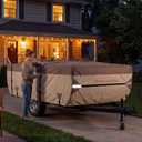 Umbrauto Pop Up Camper Cover 16' ~ 18', Heavy-Duty Waterproof Windproof Folding Tent Trailer 9-Layer Top, 3-Layer Side, Sun-Resistant, Popup Trailer Cover for All-Weather Protection