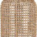 WHJY Boho Glass Vase, Rattan Vase, Farmhouse Rattan Dcor, Round Flower Vase Basket Vase for Floral Arrangements -8 inch (Large)