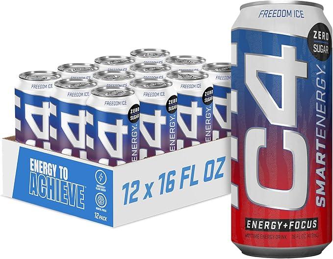 C4 Smart Energy Freedom Ice Energy Drink 12 FL. Oz. Can - 12 / Case 06/2026