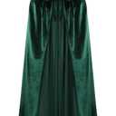 Velvet Hooded Cloak for Adults Full-Length Medieval Cape with Oversized Hood for Halloween Cosplay Gothic Wizard (Black)