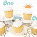 The Big One Cupcake Toppers - Retro Surfer Theme First Birthday Decor Set of 12pcs,Ocean Themed Cupcake Tops Surf Board Sun Retro Van Big One,1st Birthday Party Decorations,Photo Props for Summer