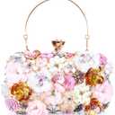 Womens Evening Clutch Bag Designer Evening Handbag Hand Bag,Lady Party Wedding Clutch Purse (Flower Beaded-gold)