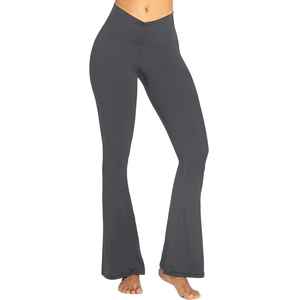 Sunzel Flare Leggings, Crossover Yoga Pants with Tummy Control, High-Waisted and Wide Leg Black Medium