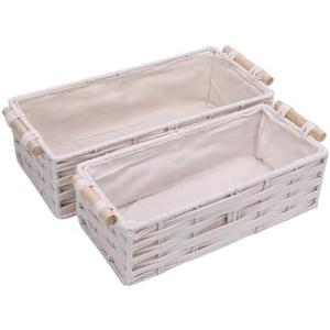 Jiawu Round Paper Rope Storage Basket, Decor Baskets Storage Bins for Organizing, Woven Decorative Toilet Paper Baskets with Handles for Home Decor Bedroom Living Room, Set of 2