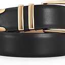 JASGOOD Women Leather Belt Gold Buckle Ladies Elegant Faux Leather Waist Belt for Jeans Pants