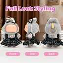 Elegant Black-and-White Dress for 15cm/17cm Dolls - Strap Gown with Heart Pearl Necklace & Bow Headband/Fashion Doll Clothes Set, Accessories for Girl Doll/Perfect for Collectors, Gifts