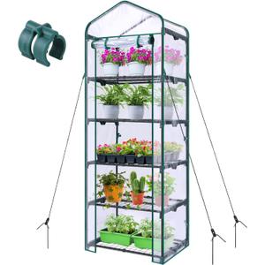 Mini Greenhouse for Outdoors Indoor: Ohuhu Small Plants Green House with 5 Tier Shelves, Portable Plastic Greenhouses with Heavy Duty Transparent PVC Cover for Garden Patio Backyard Porch Balcony
