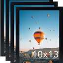 JCJMY 10x13 Picture Frame Set of 4 Black for Wall Hanging, Wall Mounting Horizontally or Vertically, 10 x 13 Wall Gallery Poster Photo Frame with Shatter Resistant Plexiglass, 4 Pack, Black