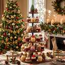 Willinglong 6 Tier Large Cupcake Stand for 80 Cupcake Rustic Tower Tree 360° Rotatable Cupcakes Holder Wood Dessert Table Display Dessert Stand for Birthday Graduation Baby Shower Wedding Party