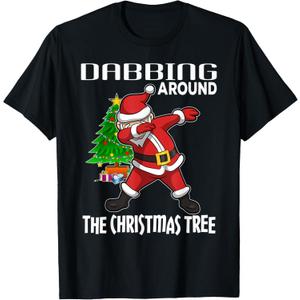 Boys Christmas Shirts Dabbing Around the Christmas Tree T-Shirt