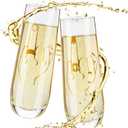 2 Pieces Wedding Champagne Glasses - Bride Ring Finger Wine Glass, Funny Mr and Mrs Gift for Bride Groom - 9.8 oz Engagement Wine Glasses