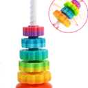LUCKFUTURE Spinning Stacking Toys, Educational Toddler Toy Stacking Rings Baby Toys, Montessori Toy for Girls and Boys, Spin Gears Christmas Birthday Gift for 1-3 Year Old