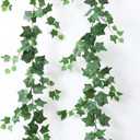 Mizii 2 Strands Artificial Vines Ivy Garland 79" Fake Vine with Silk Green Leaves Faux Hanging Plants Greenery Decoration for Outdoors Party Wedding Indoor Mantle Bedroom Home Decor (Ivy)