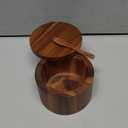 9-ounce Salt Cellar with Spoon and Swivel Lid, Acacia Wood Salt & Spice Box, Salt Keeper, Wood Jar for Kitchen, Perfect for Storing Table Salt, Gourmet Salts, Herbs, or Your Favorite Seasonings