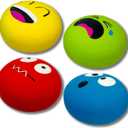 Latex Squeaky Dog Toys for Small Dogs & Mini Breeds - 4PCS Set Squeaky Dog Balls | Soft, Safe & Fun Chew Toys | Indoor & Outdoor Play (Blue+Red+Green+Yellow)