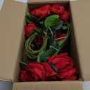 BLEUM CADE 50 Pcs Red Roses Artificial Flowers, Real Touch Velvet Roses Fake Flowers Bulk, Artificial Roses Bouquet with Long Stems Bridal DIY Wedding Party Centerpiece Decorations