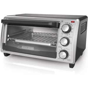 BLACK+DECKER 4-Slice Toaster Oven, Even Toast Technology, Fits a 9" Pizza, Black