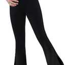 Teen Girls Bootcut Yoga Pants Kids Active Crossover Split Hem Flare Leggings with Pockets