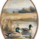 Yorhifa Vintage Mallard Duck Framed Wall Art, Countryside Lake Oval Wall Art, Wildlife Nature Pond Oval Walls Decor, Farmhouse Rustic Farm Animal Canvas Artwork Hanging Decor, 8.5x11.5 Inch (color_2)