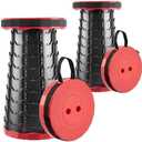 Doseno Upgraded Foldable Stool Thickened, Portable Collapsible Stool Retractable Stool for Fishing, Hiking, BBQ, Parties, Outdoor Activities (Red 2 Pack)