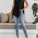 SHENHE Women's Tank Tops V Neck Sleeveless Tunic Top Loose Fit Dressy Flowy Work Blouse (Black, L)