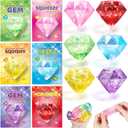 Valentines Gifts Cards for Kids, 24 Pack Gem Squeeze with Greeting Card for Kid Classroom Exchange, Stretchy Stress Set for Boys Girls Toddler Gift School Party Favor