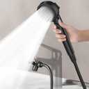 Sink Hose Attachment for Faucet with 5 Adapters, Tub Faucet Sprayer Attachment, 3 Spray Modes Shower Head with ON/OFF Button, Filtered Shower Sprayer for Tub (Matte Black)