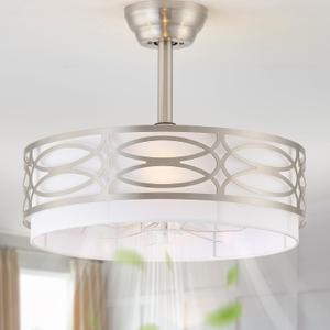 20" Silver Boho Ceiling Fan with Light, Caged Fandelier Ceiling Fans with Lights Remote Control with 6 Speeds for Bedroom, Living Room, Nursery