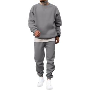 JMIERR Men's 2 Piece Outfits Crew Neck Sweatshirt Tracksuit & Joggers Sweatpants Sweatsuit Set (X-Large, Medium Grey)