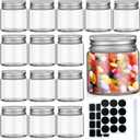 2oz Mini Mason Jars, 15 Pack Wide Mouth Clear Glass Jars with Lids, Labels and Marker Pen, Great Sealing Mason Canning for Food Storage, Spice, Jam, Honey, Jelly