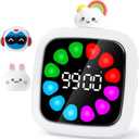 Yunbaoit Digital Visual Timer for Kids, Rechargeable 99-Minute Silent Countdown Timer with 19 Ringtones, 9 Optional DIY Color Petal Display, Time Management Tool with Pause Function (3 Dolls)
