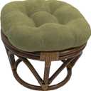 Blazing Needles Solid Microsuede Tufted Round Footstool Cushion, 18", Sage Green