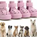 Dog Shoes for Hot Pavement, Non-Slip Waterproof Breathable Easy to Clean Put On and Take Off Dog Boots, Paw Protector for Hot Summer Roads Winter Snow (Pink, Size 8:(3.15"x2.56")(L*W))
