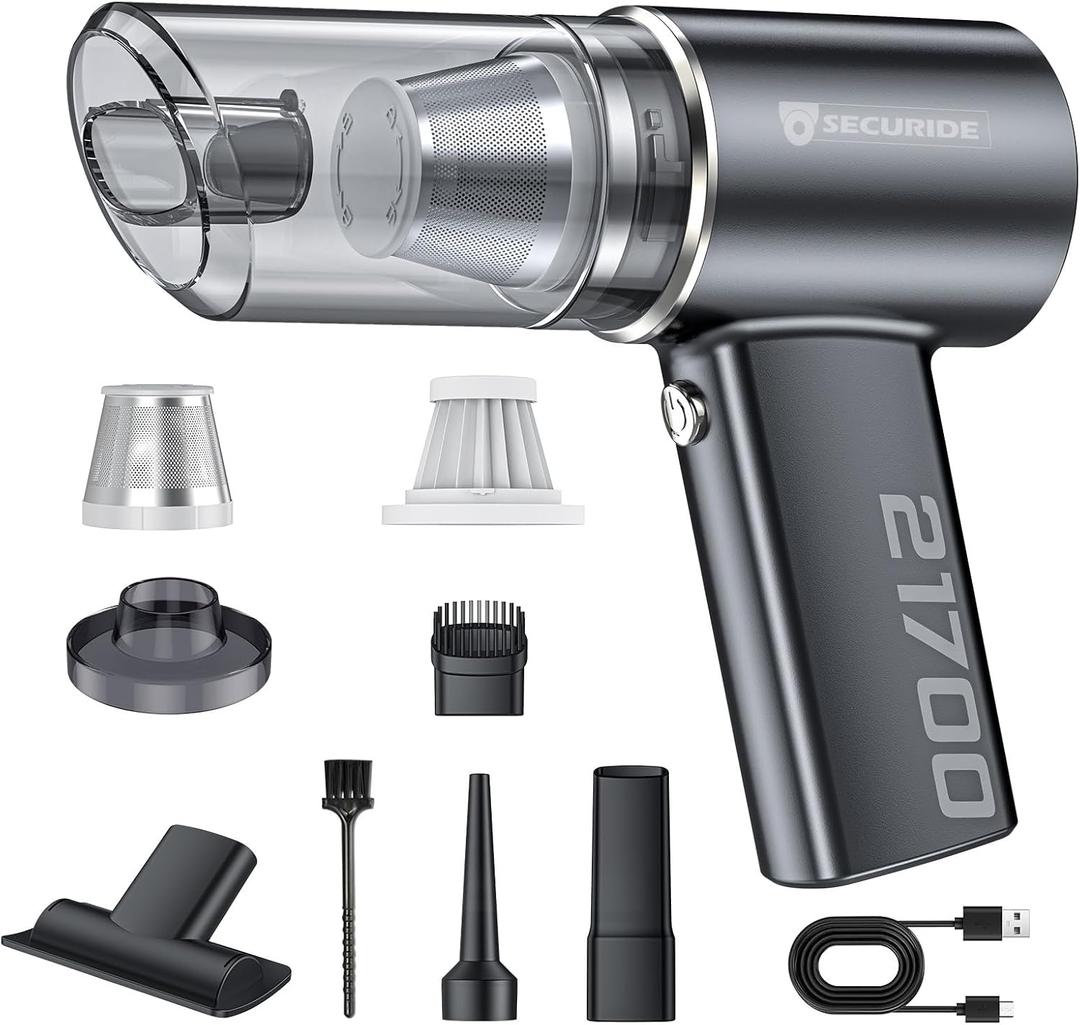 Car Vacuum Cordless Portable with Brushless Motor,16000PA Suction Power, 3-in-1 Compressed Air Duster & Air Blower & Pump Wireless Mini Handheld Cleaner for Home, Car, Pet, Office
