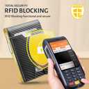 GSOIAX Men's Slim RFID Blocking Leather Wallet with Money Clip Minimalist Carbon Fiber Bifold Credit Card Holder 11 Card Slots Gift Box Included(Carbon Yellow)