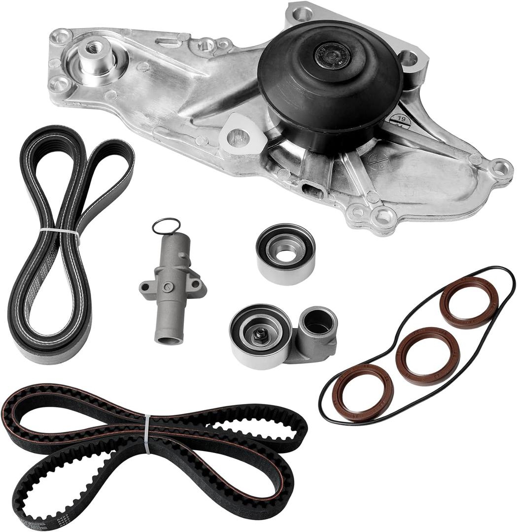 Timing Belt Kit with Water Pump | Compatible with 2003-2018 Honda Accord Odyssey Pilot, Acura MDX RDX RL TL TSX & Saturn Vue 3.0L 3.5L 3.7L Vehicles | Replaces# 19200-RDV-J01, TKH002, TCKWP329